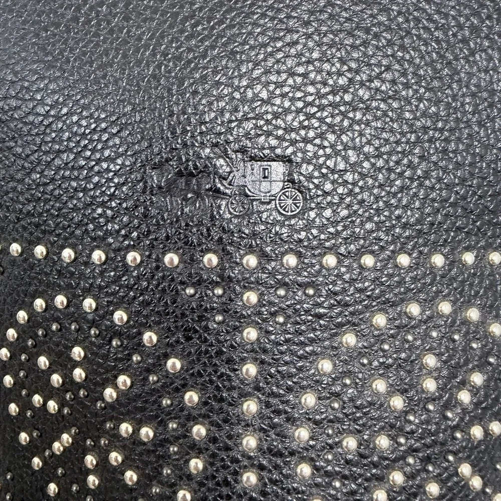 Coach Bleecker Mini Duffle Black Pebbled Leather‎ Studded Crossbody Bag Boho - Picture 3 of 11